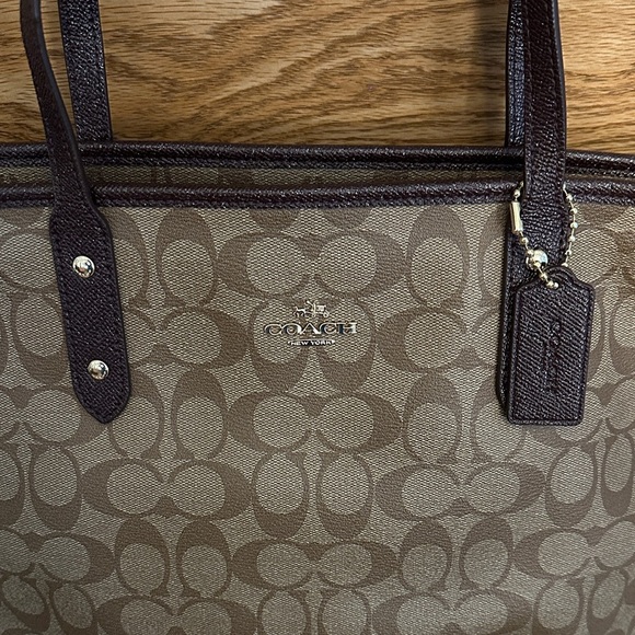 Coach Tan and Brown Signature Tote - Picture 2 of 9